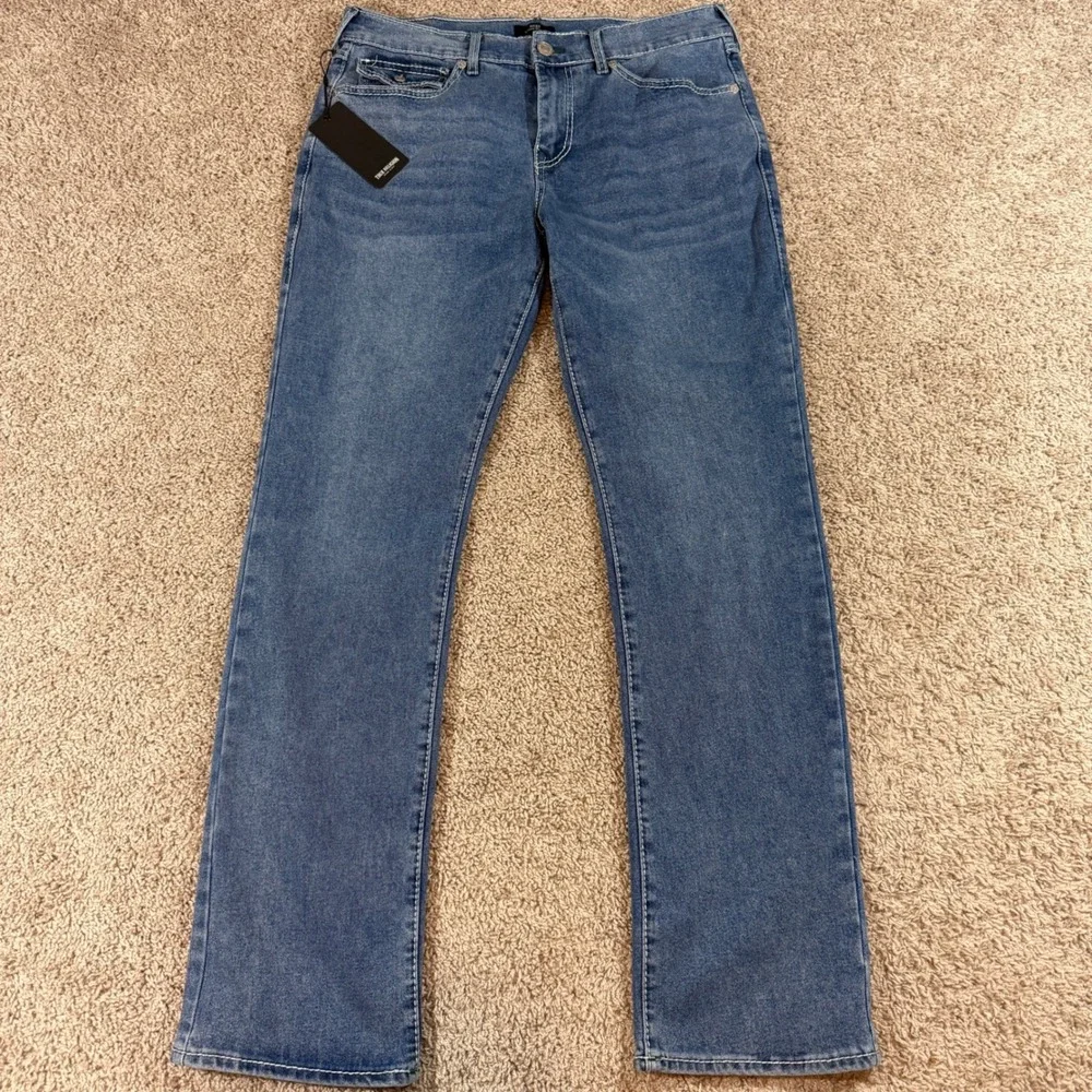 True Religion Ricky Relaxed Straight Mens 34 Blue NEW Big T Flap Jeans 701193